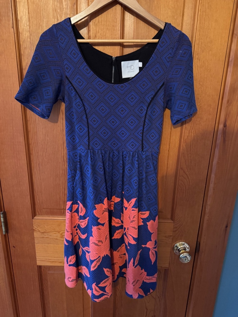 HD in Paris Navy Dress with Coral Floral Hem